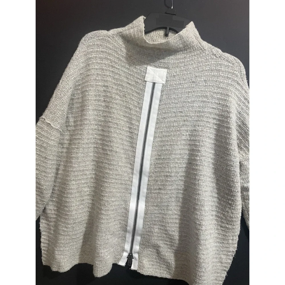Free People Sweater Womens XS Mock Neck Wool Blend Zip Back Confetti Knit Boho‎
